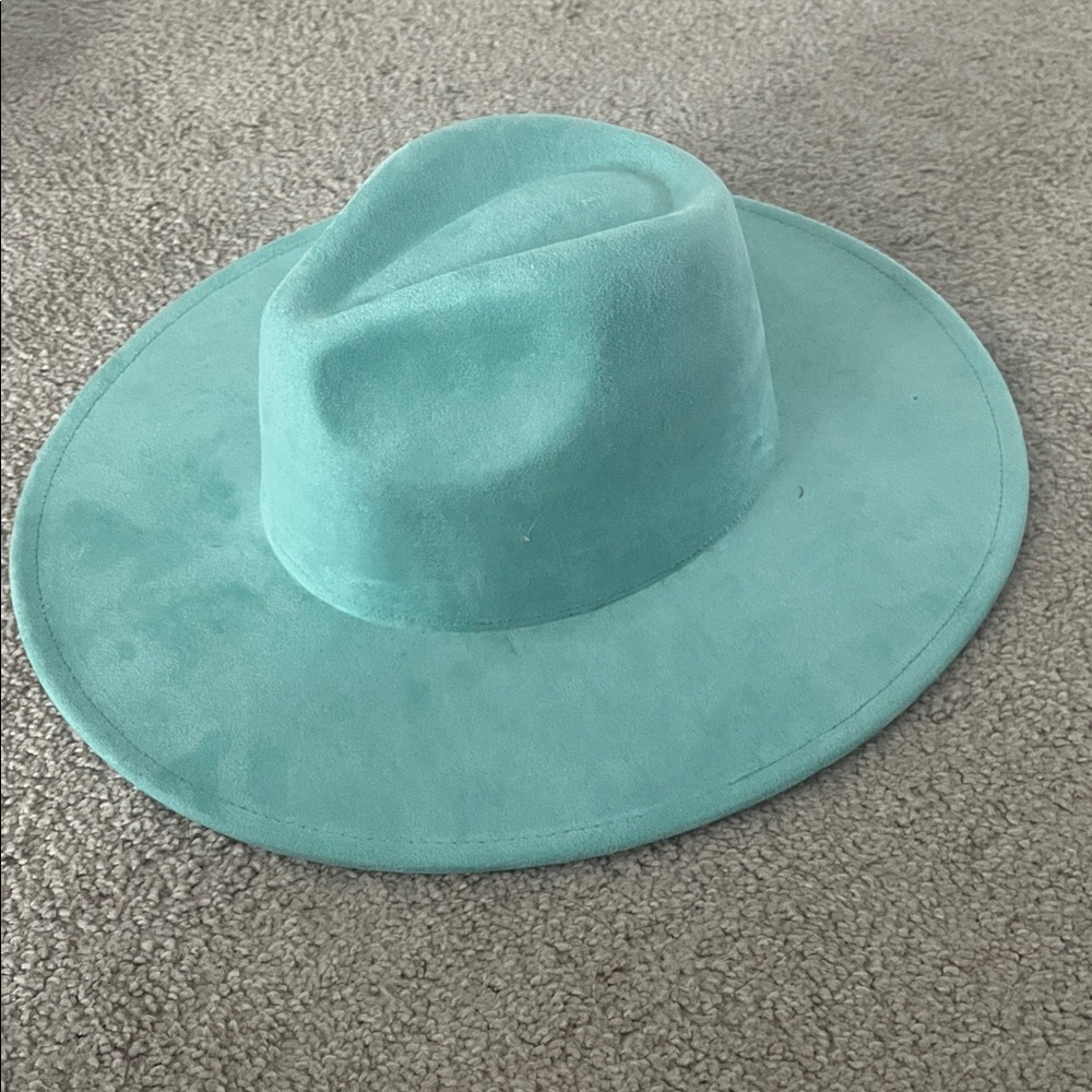 Stylish Teal Wide-Brim Hat